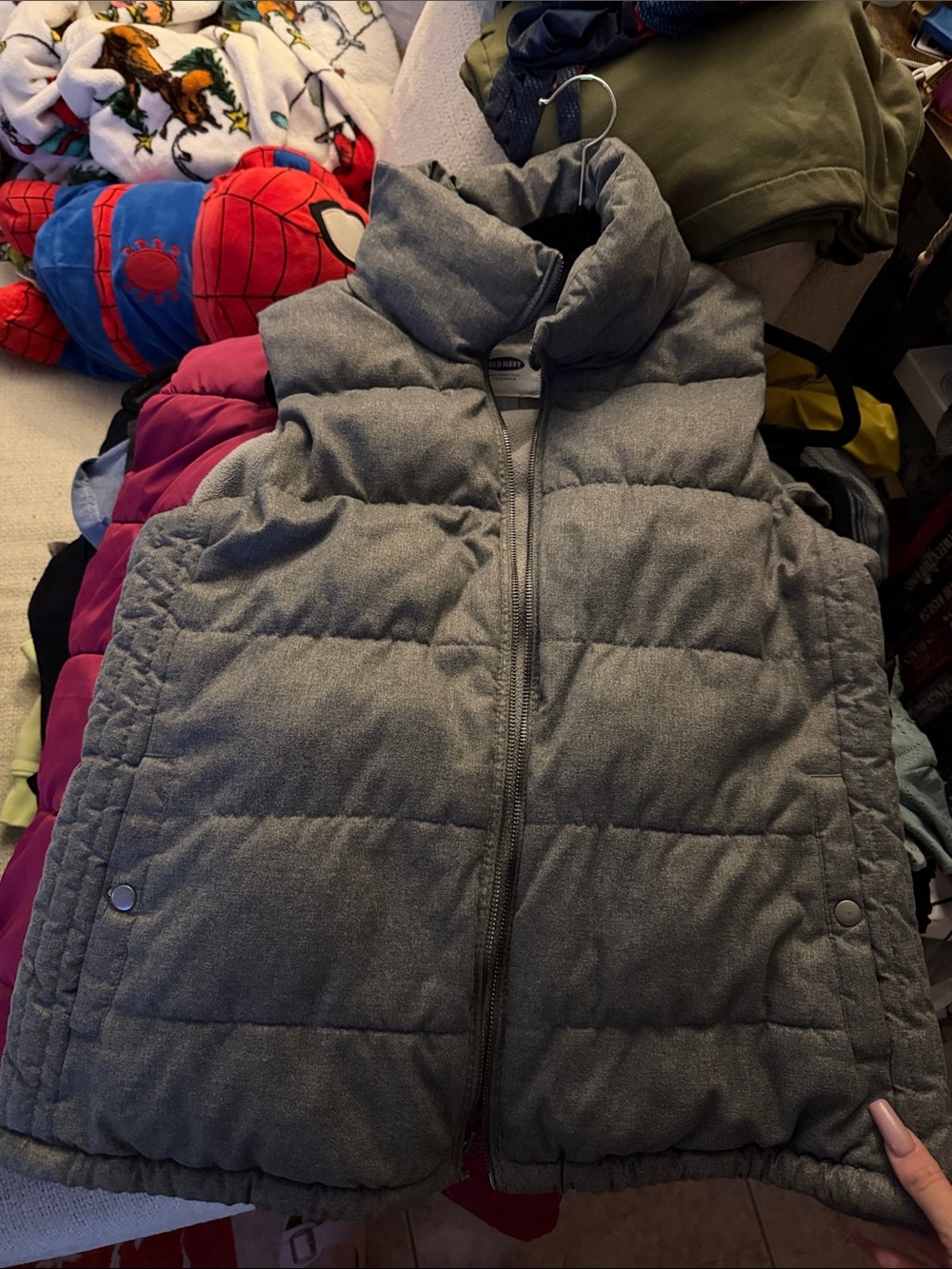 Old Navy Gray Fleece-Lined Puffer Vest size LARGE